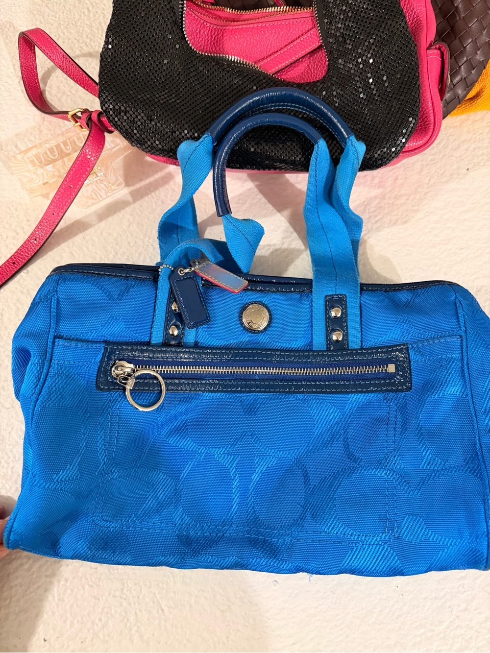 Coach y2k vintage Bright Blue Signature Nylon Shoulder Bag in excellent conditi
